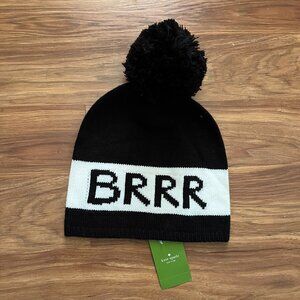 NWT Kate Spade black and white winter hat with pom pom